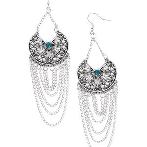 Blue rhinestone earrings